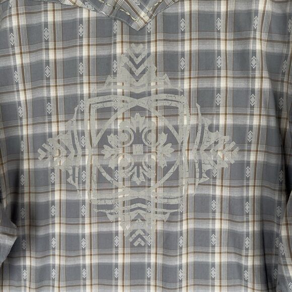 Roper Shirt Mens 2XL Gray‎ Collar Western Pearl Snap Thick Stitch Graphic Cowboy - Picture 10 of 16